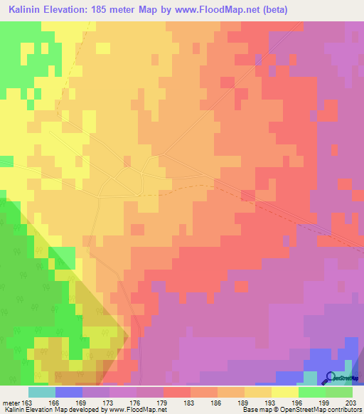 Kalinin,Kazakhstan Elevation Map