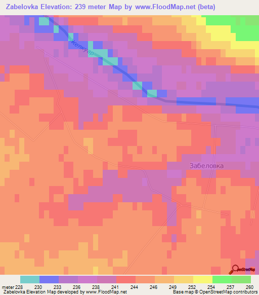 Zabelovka,Kazakhstan Elevation Map