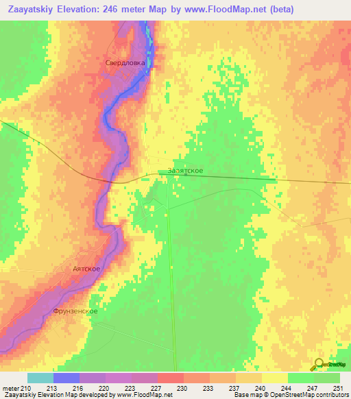 Zaayatskiy,Kazakhstan Elevation Map