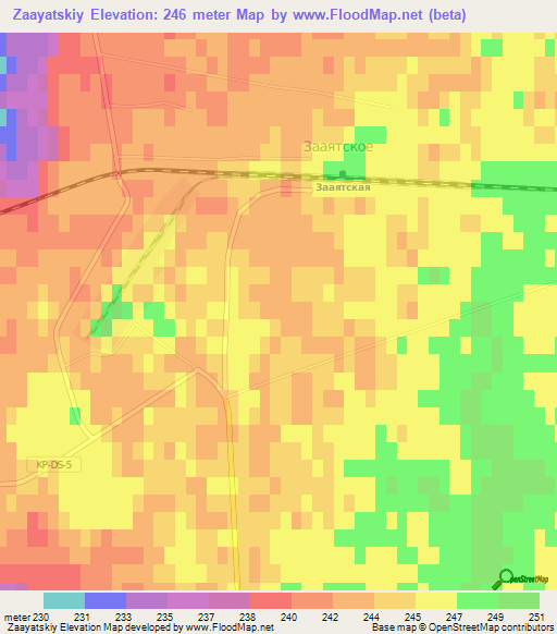 Zaayatskiy,Kazakhstan Elevation Map
