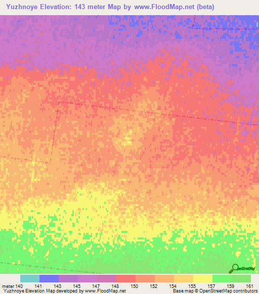 Yuzhnoye,Kazakhstan Elevation Map