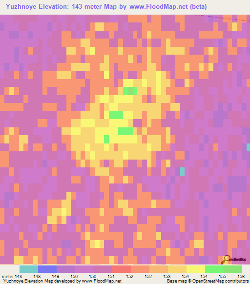 Yuzhnoye,Kazakhstan Elevation Map