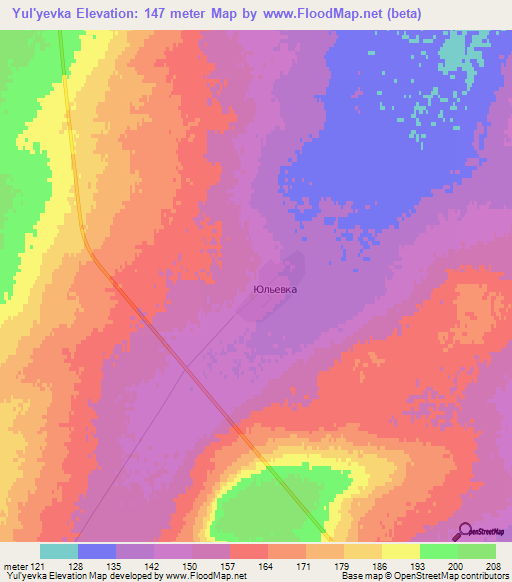 Yul'yevka,Kazakhstan Elevation Map