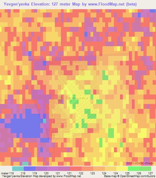 Yevgen'yevka,Kazakhstan Elevation Map