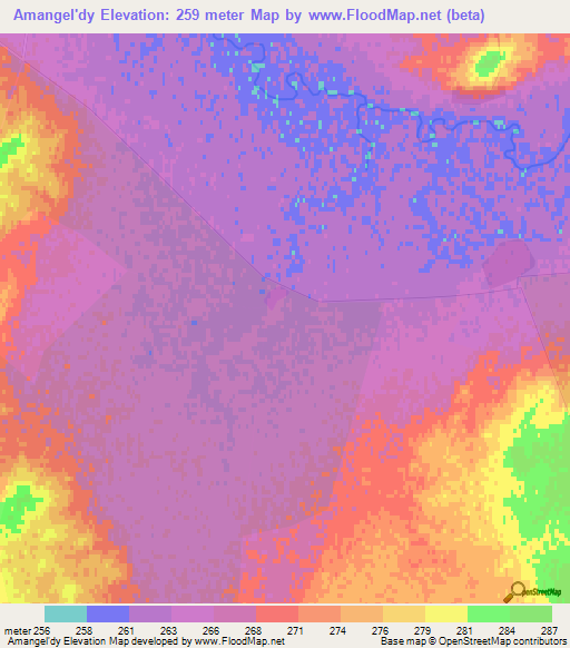 Amangel'dy,Kazakhstan Elevation Map