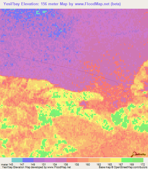 Yesil'bay,Kazakhstan Elevation Map