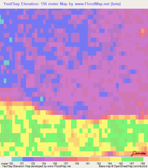 Yesil'bay,Kazakhstan Elevation Map