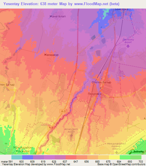 Yesentay,Kazakhstan Elevation Map