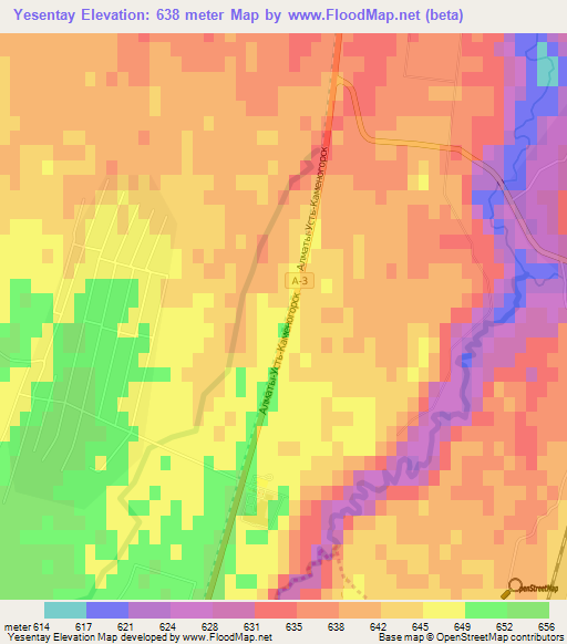 Yesentay,Kazakhstan Elevation Map