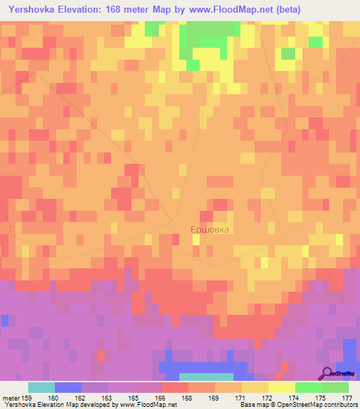 Yershovka,Kazakhstan Elevation Map
