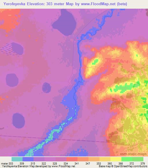 Yerofeyevka,Kazakhstan Elevation Map