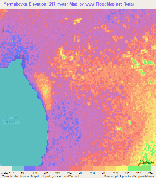 Yermakovka,Kazakhstan Elevation Map