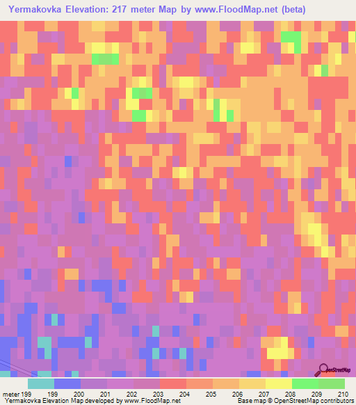 Yermakovka,Kazakhstan Elevation Map