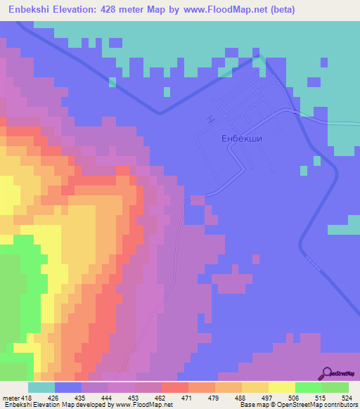 Enbekshi,Kazakhstan Elevation Map