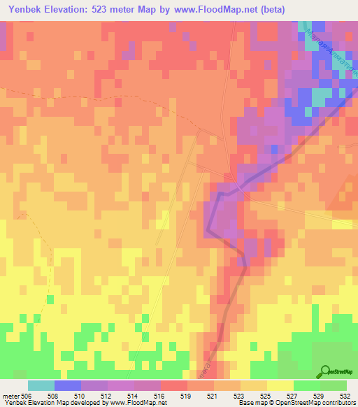 Yenbek,Kazakhstan Elevation Map