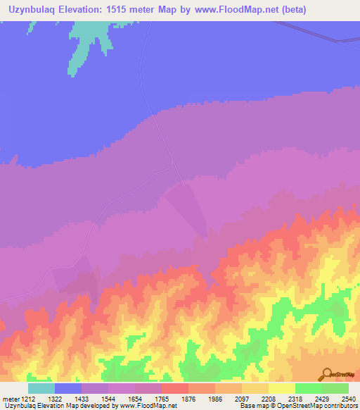Uzynbulaq,Kazakhstan Elevation Map