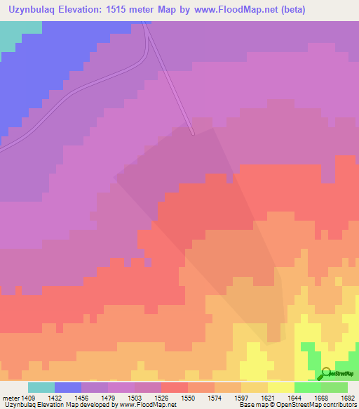 Uzynbulaq,Kazakhstan Elevation Map