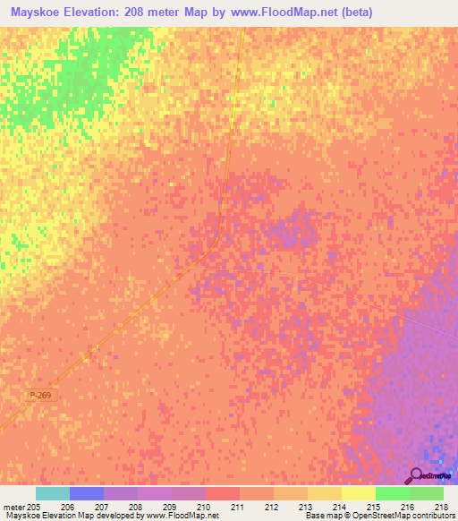 Mayskoe,Kazakhstan Elevation Map