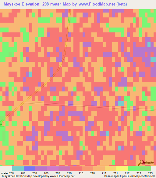 Mayskoe,Kazakhstan Elevation Map