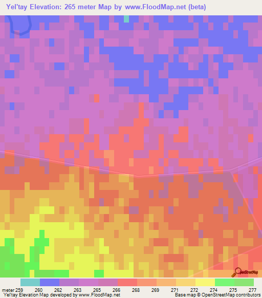 Yel'tay,Kazakhstan Elevation Map