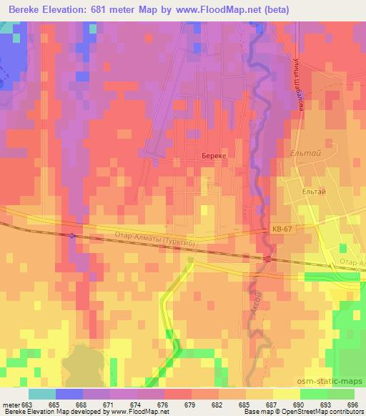 Bereke,Kazakhstan Elevation Map