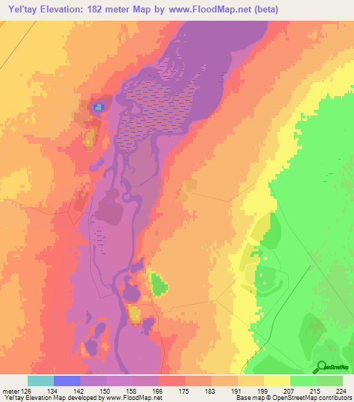 Yel'tay,Kazakhstan Elevation Map