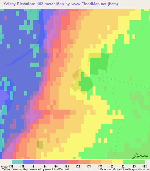 Yel'tay,Kazakhstan Elevation Map