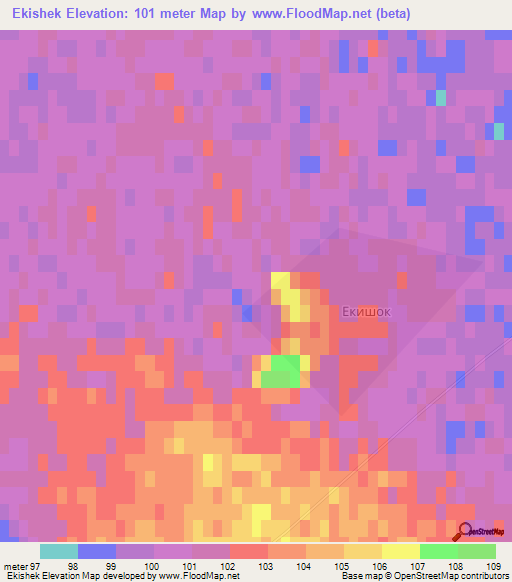 Ekishek,Kazakhstan Elevation Map