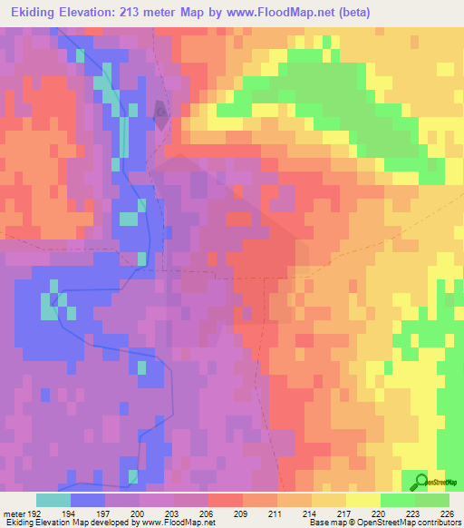 Ekiding,Kazakhstan Elevation Map