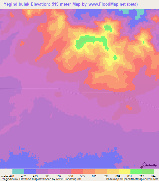 Yegindibulak,Kazakhstan Elevation Map