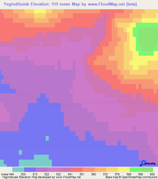 Yegindibulak,Kazakhstan Elevation Map