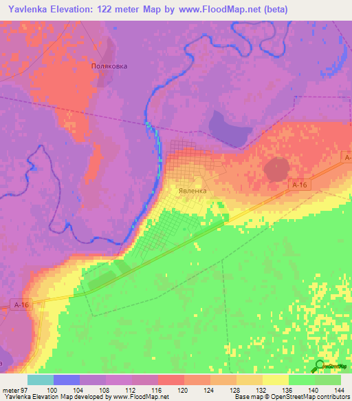 Yavlenka,Kazakhstan Elevation Map