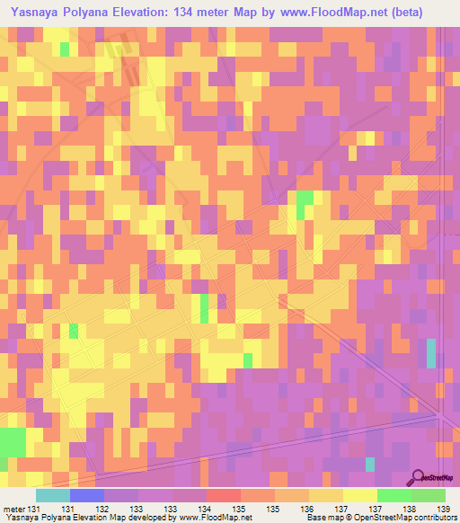 Yasnaya Polyana,Kazakhstan Elevation Map