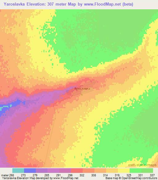 Yaroslavka,Kazakhstan Elevation Map