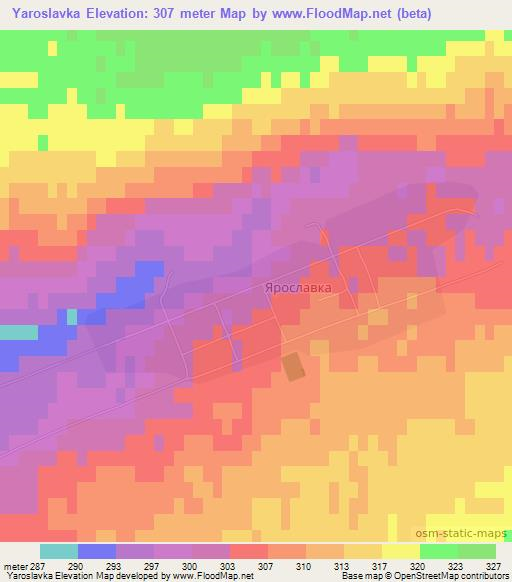 Yaroslavka,Kazakhstan Elevation Map
