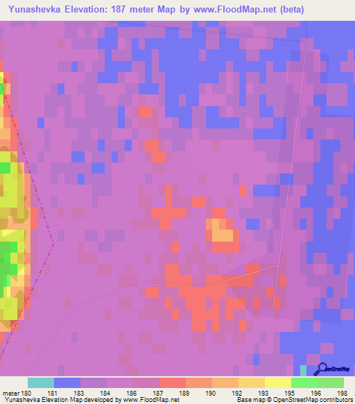 Yunashevka,Kazakhstan Elevation Map