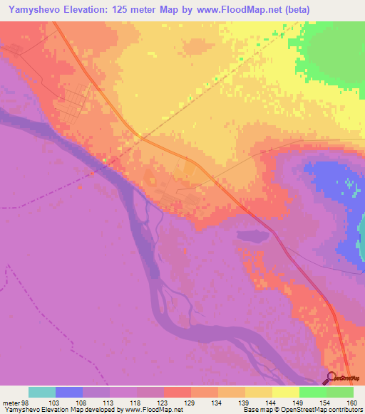 Yamyshevo,Kazakhstan Elevation Map