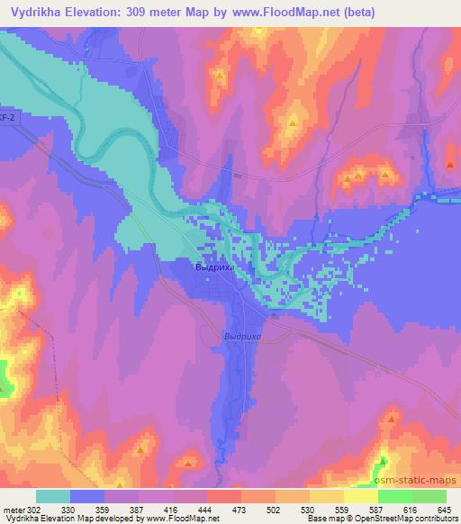 Vydrikha,Kazakhstan Elevation Map