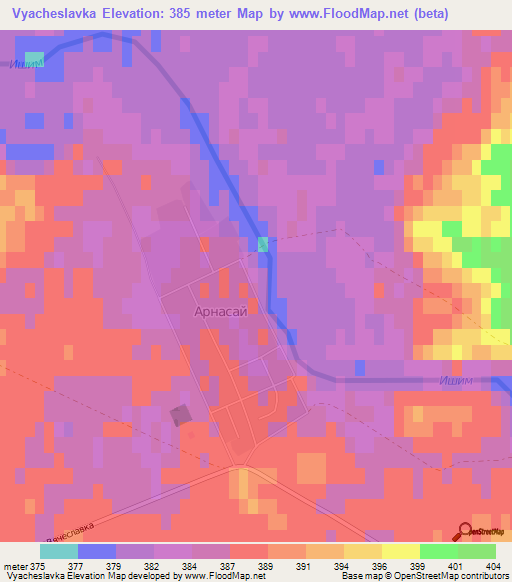 Vyacheslavka,Kazakhstan Elevation Map