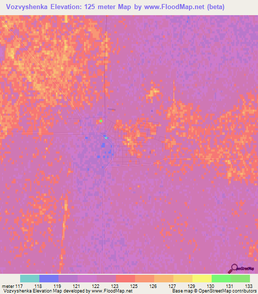 Vozvyshenka,Kazakhstan Elevation Map