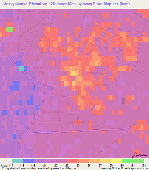 Vozvyshenka,Kazakhstan Elevation Map