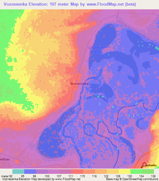 Voznesenka,Kazakhstan Elevation Map