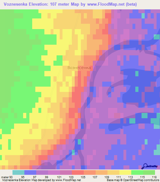 Voznesenka,Kazakhstan Elevation Map