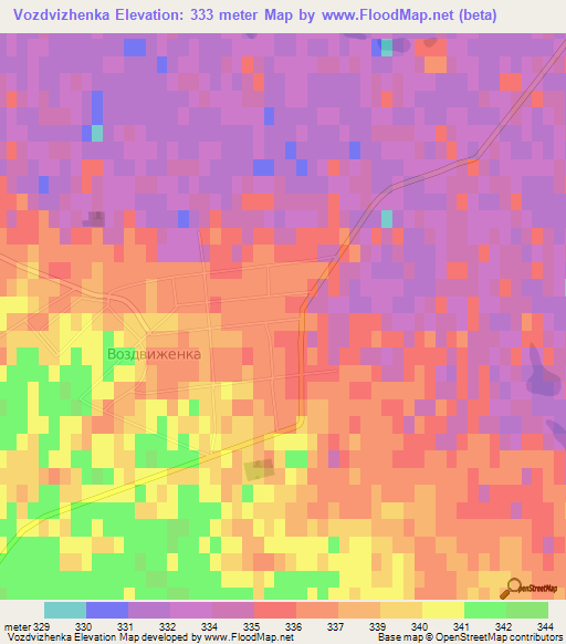 Vozdvizhenka,Kazakhstan Elevation Map