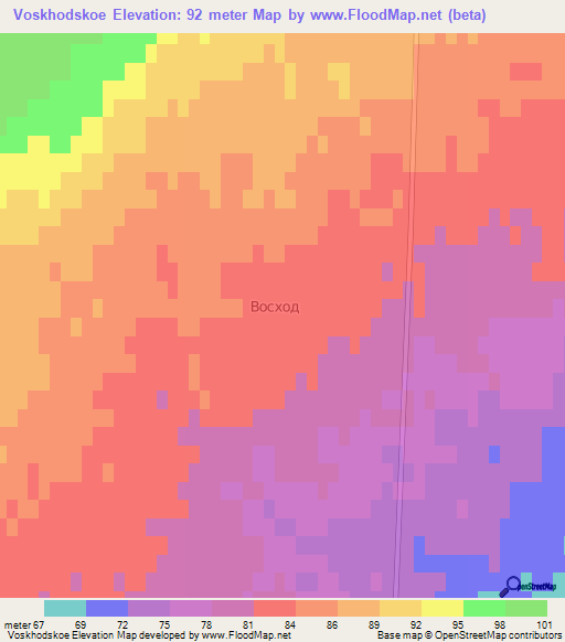 Voskhodskoe,Kazakhstan Elevation Map