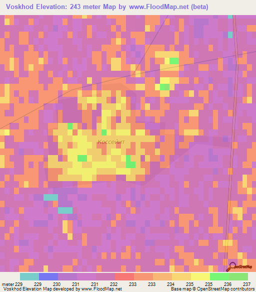 Voskhod,Kazakhstan Elevation Map