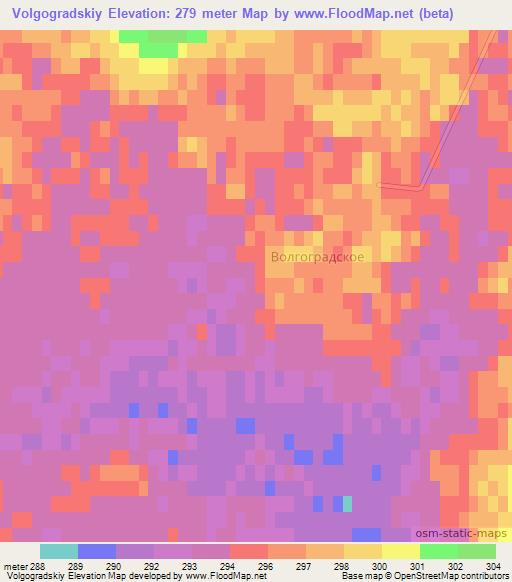 Volgogradskiy,Kazakhstan Elevation Map