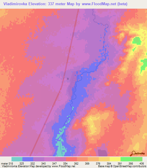 Vladimirovka,Kazakhstan Elevation Map