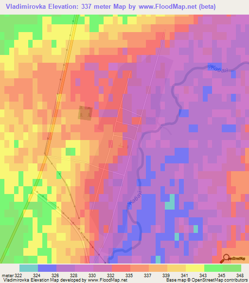 Vladimirovka,Kazakhstan Elevation Map
