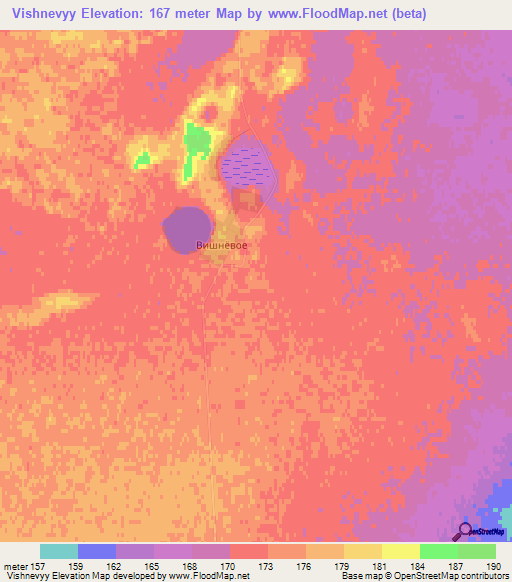 Vishnevyy,Kazakhstan Elevation Map